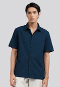 Seersucker Check Short Sleeve Shirt Dusty Blue