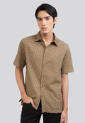Seersucker Check Short Sleeve Shirt Taupe