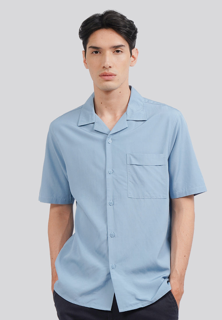 Pocket Short Sleeve Resort Shirt Blue