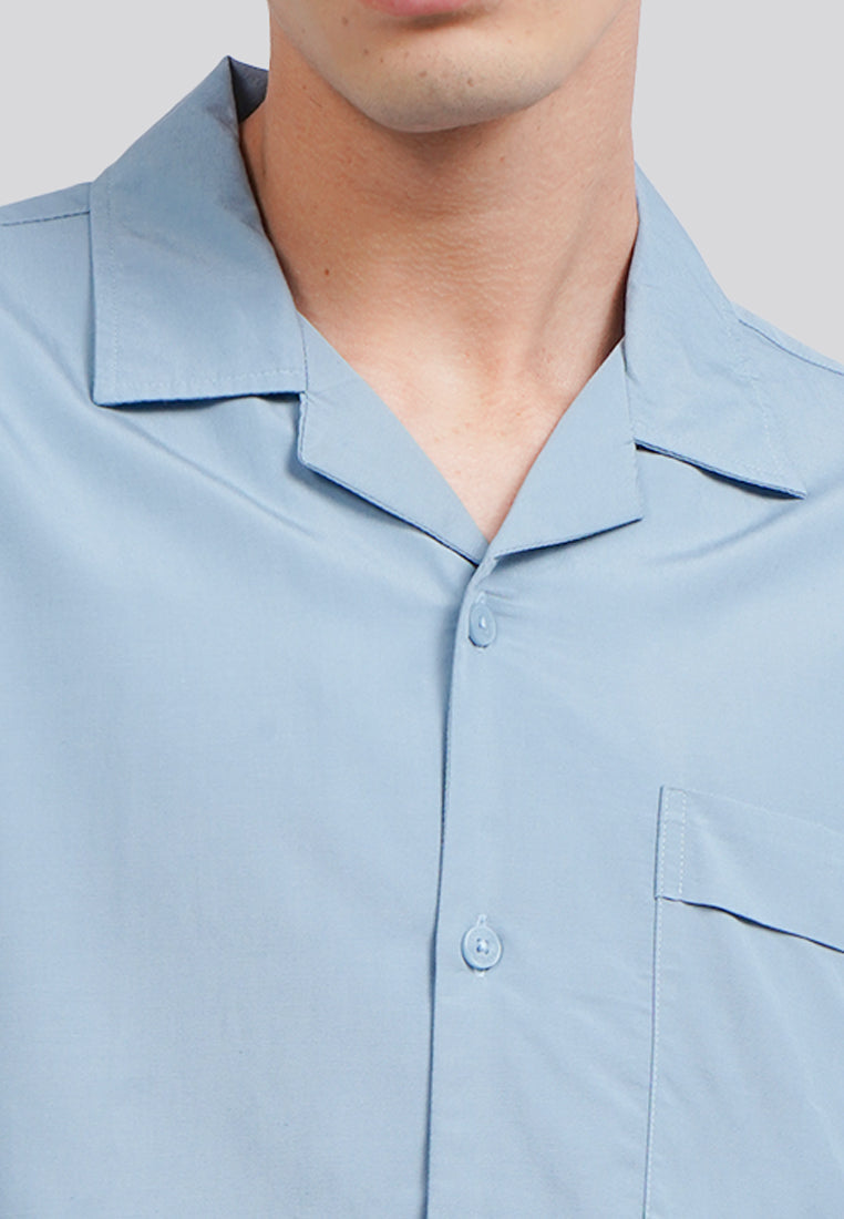 Pocket Short Sleeve Resort Shirt Blue