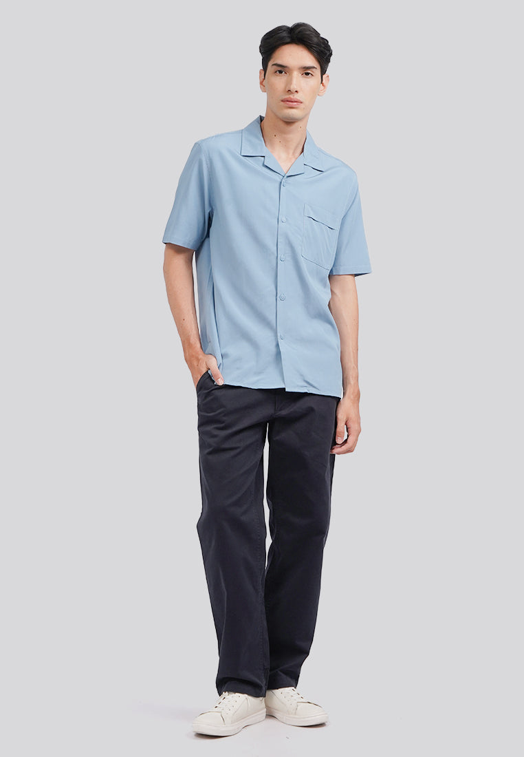 Pocket Short Sleeve Resort Shirt Blue