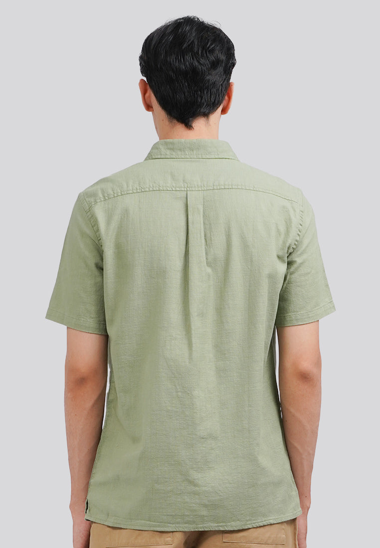 Linen Look Short Sleeve Shirt Sage