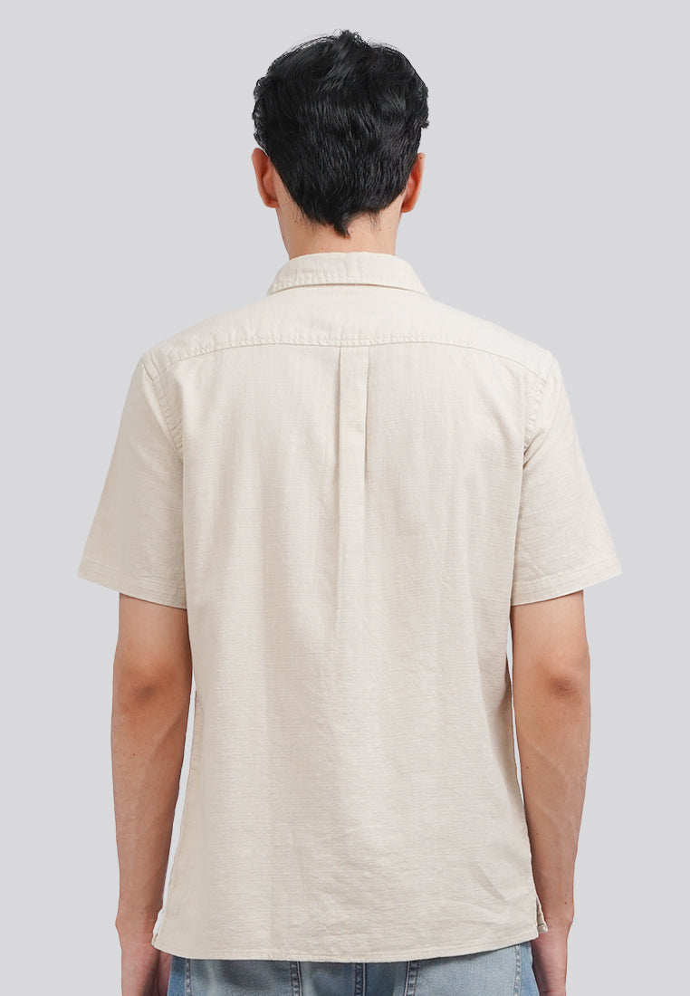 Linen Look Short Sleeve Shirt Beige