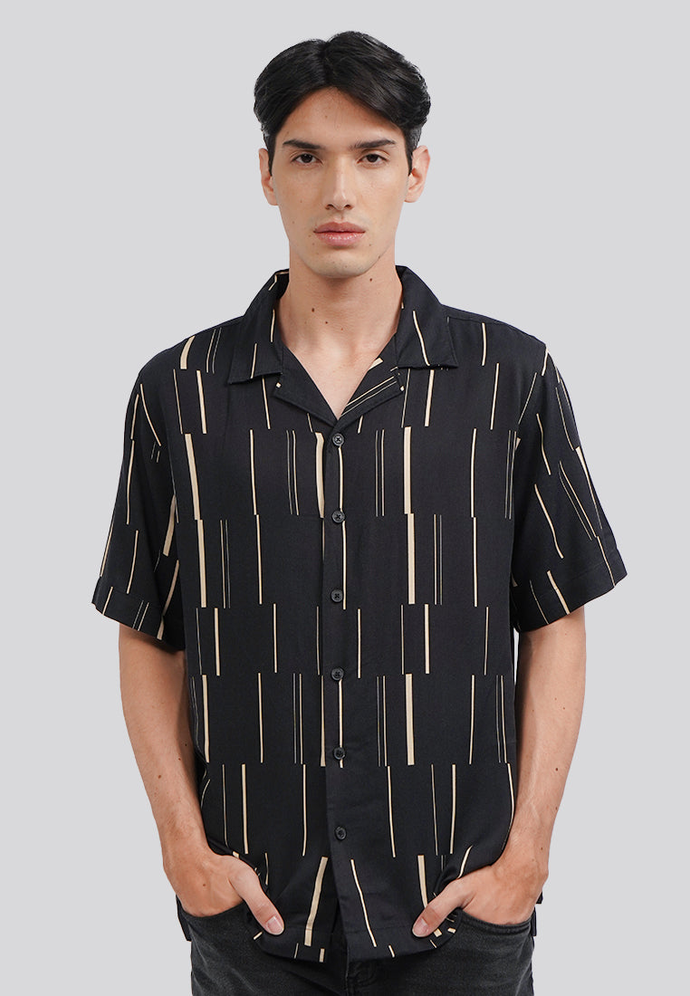Regular Fit Printed Resort Shirt Black