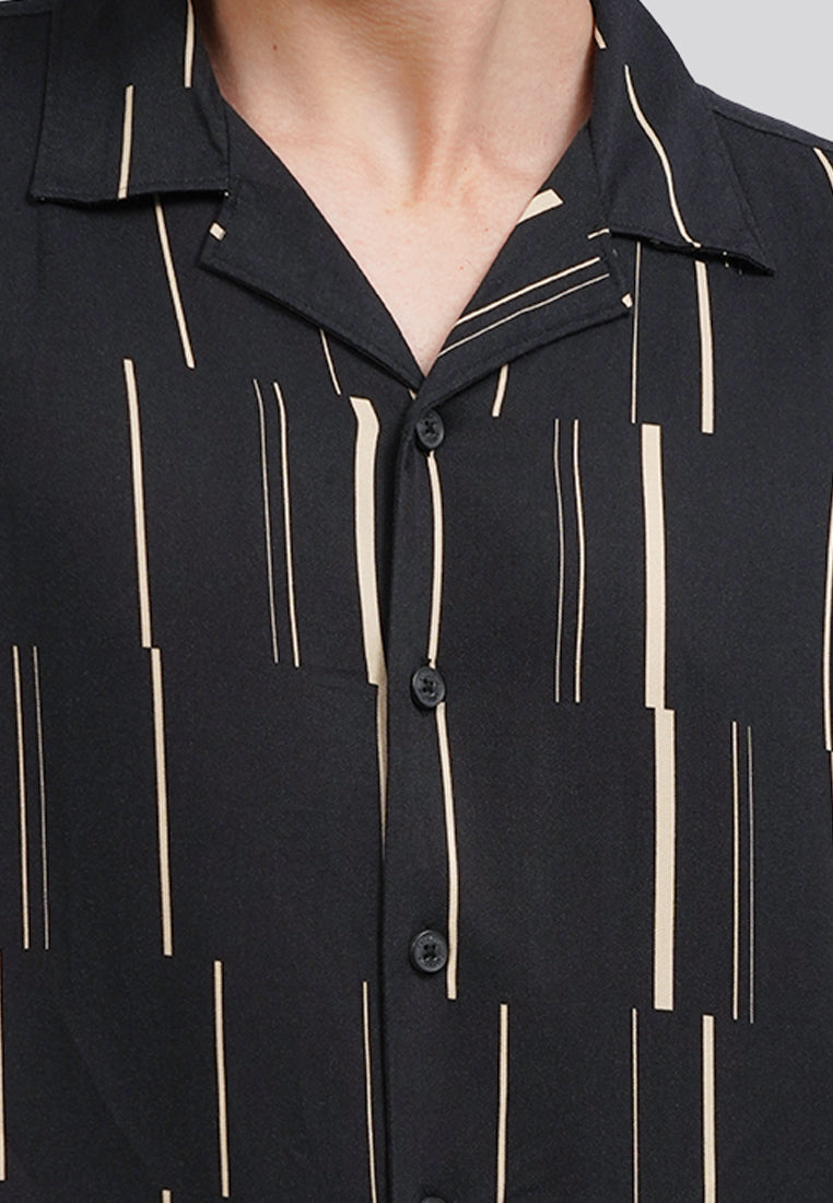 Regular Fit Printed Resort Shirt Black