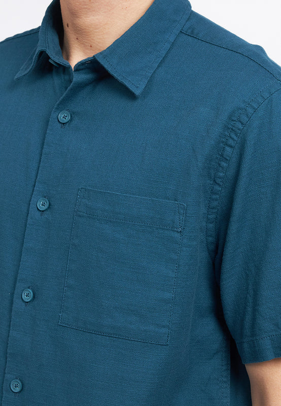 Short Sleeve Linen Blend Shirt