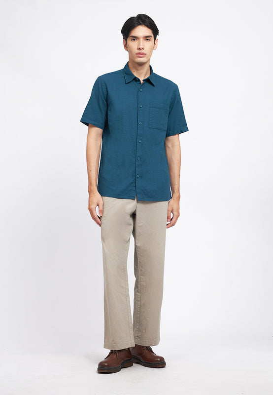 Short Sleeve Linen Blend Shirt