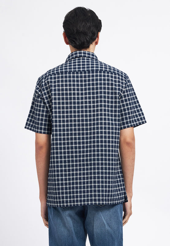 Printed Shirt Sleeve Seersucker Shirt