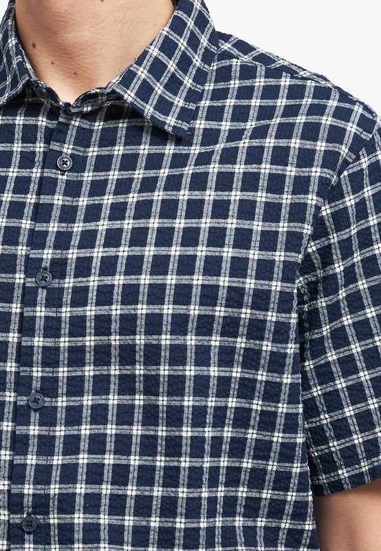 Printed Shirt Sleeve Seersucker Shirt