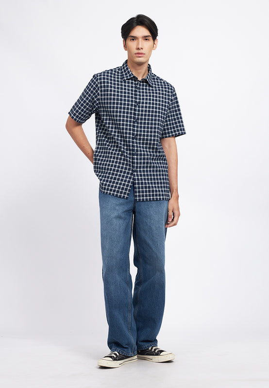Printed Shirt Sleeve Seersucker Shirt