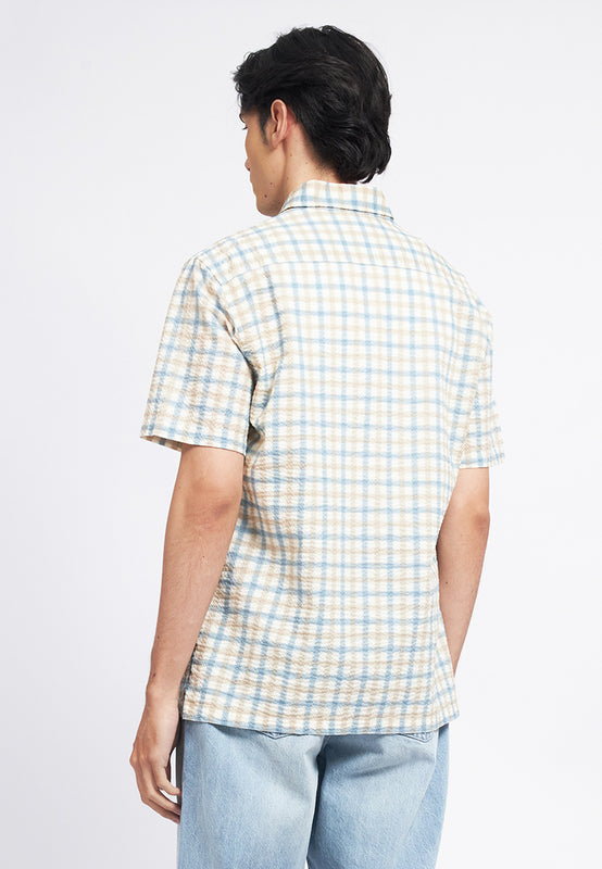 Printed Shirt Sleeve Seersucker Shirt