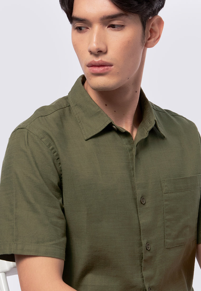 Regular Fit Short Sleeve Slub Shirt