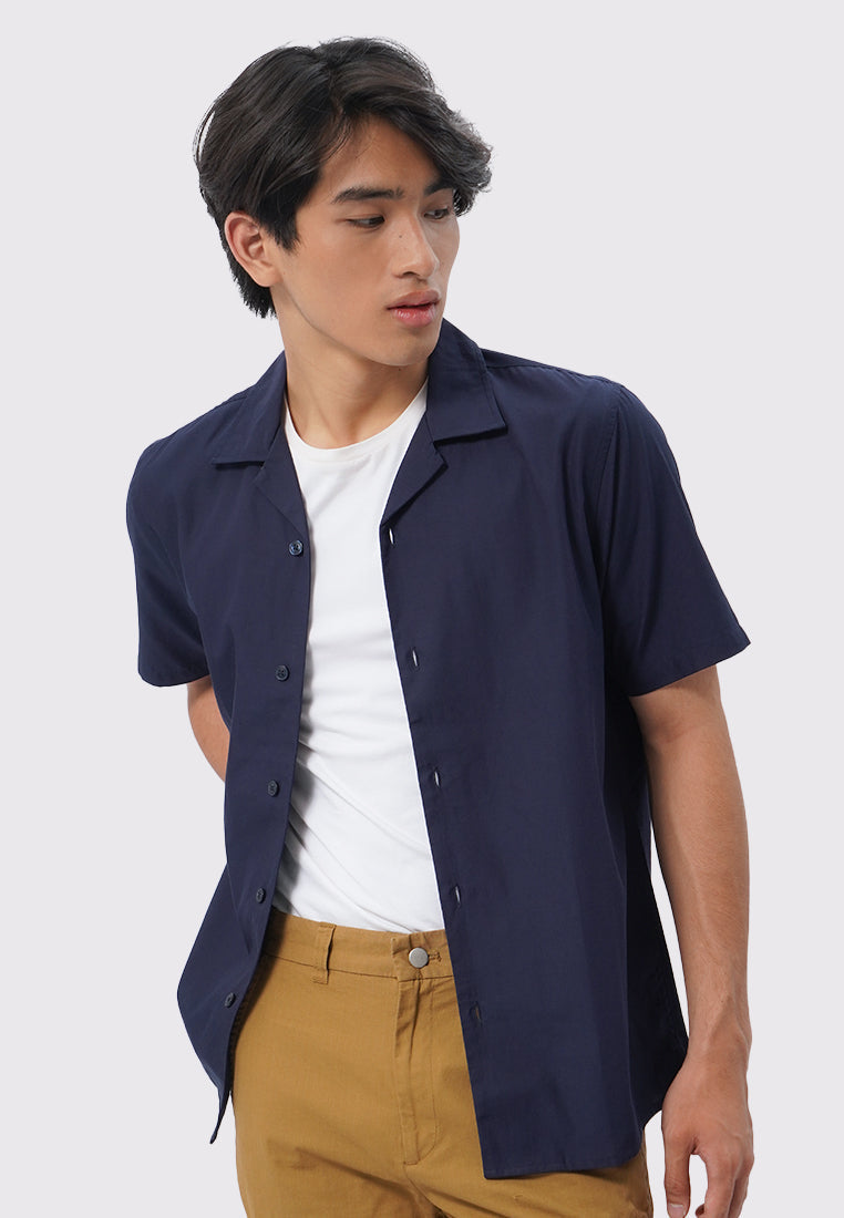 Relaxed Fit Short Sleeve Resort Shirt Navy