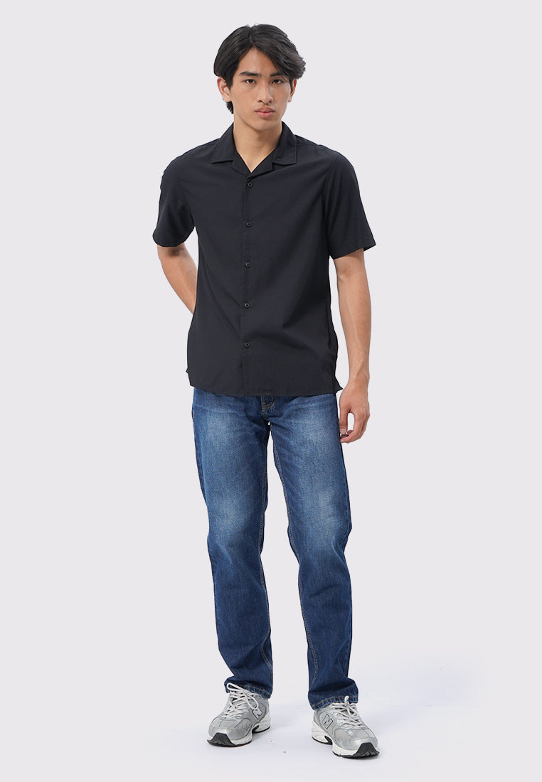 Relaxed Fit Short Sleeve Resort Shirt Black