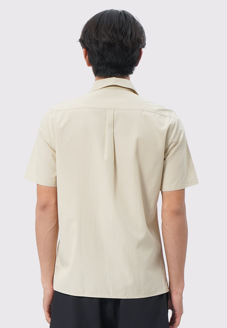Relaxed Fit Short Sleeve Resort Shirt Beige
