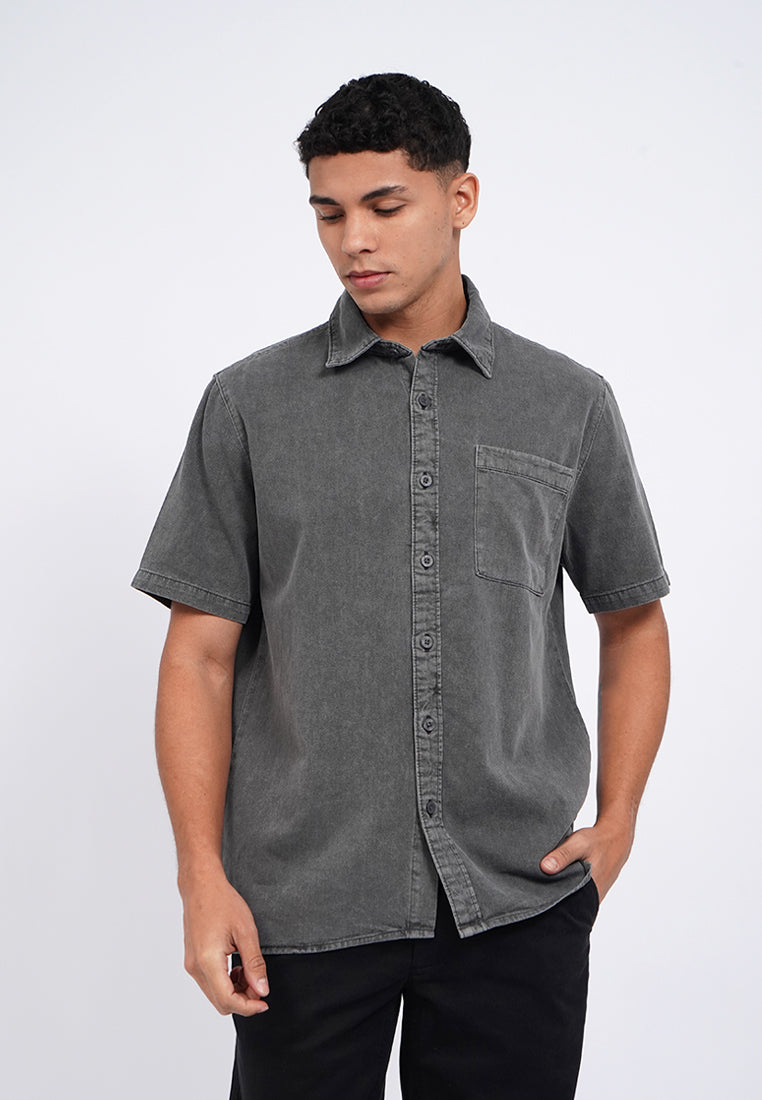Short Sleeve Garment Dyed Shirt