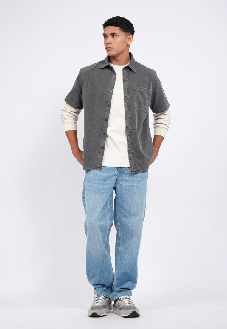 Short Sleeve Garment Dyed Shirt