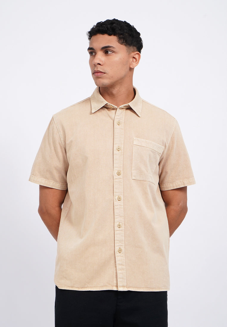 Short Sleeve Garment Dyed Shirt