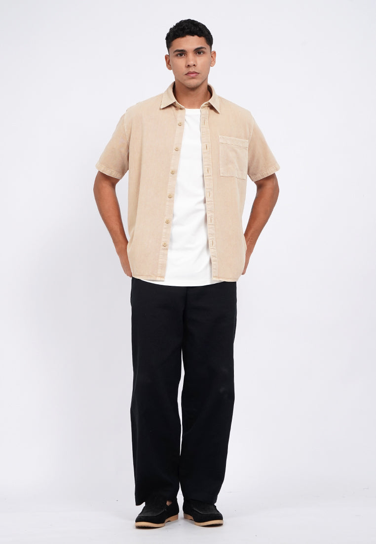 Short Sleeve Garment Dyed Shirt