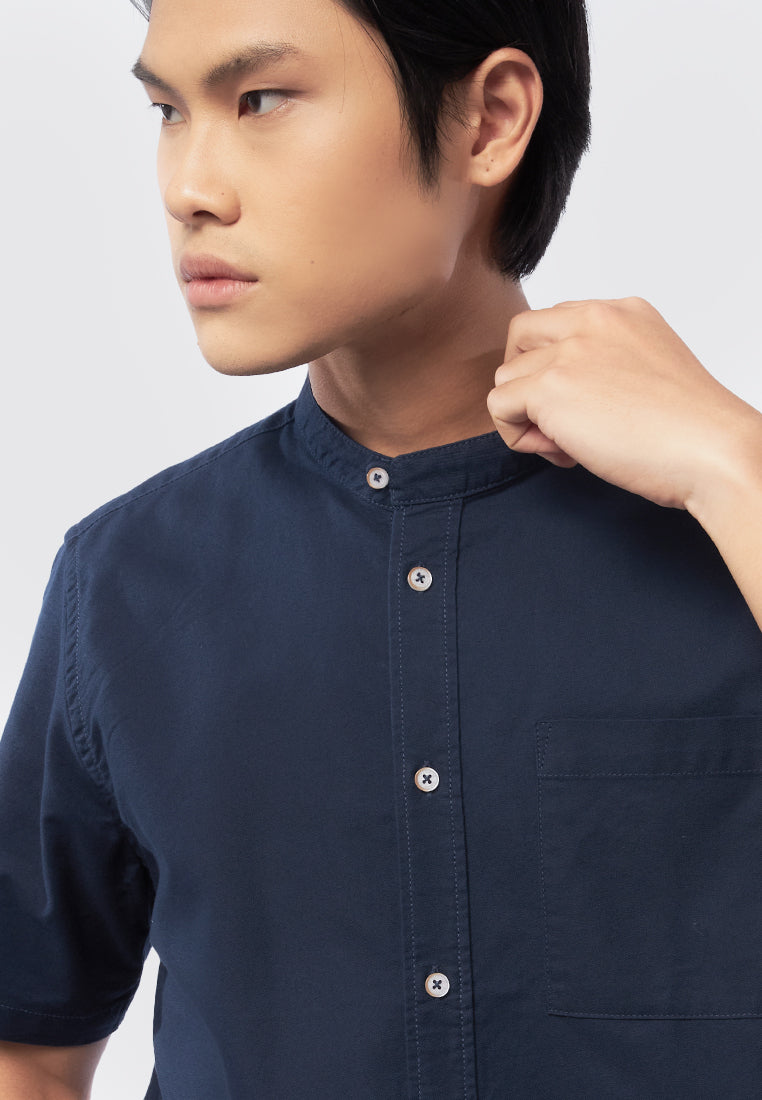 Stand Up Collar Short Sleeve Shirt