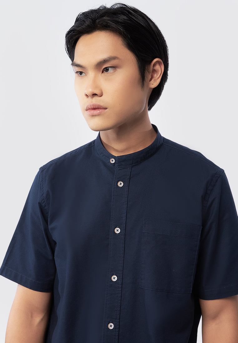 Stand Up Collar Short Sleeve Shirt