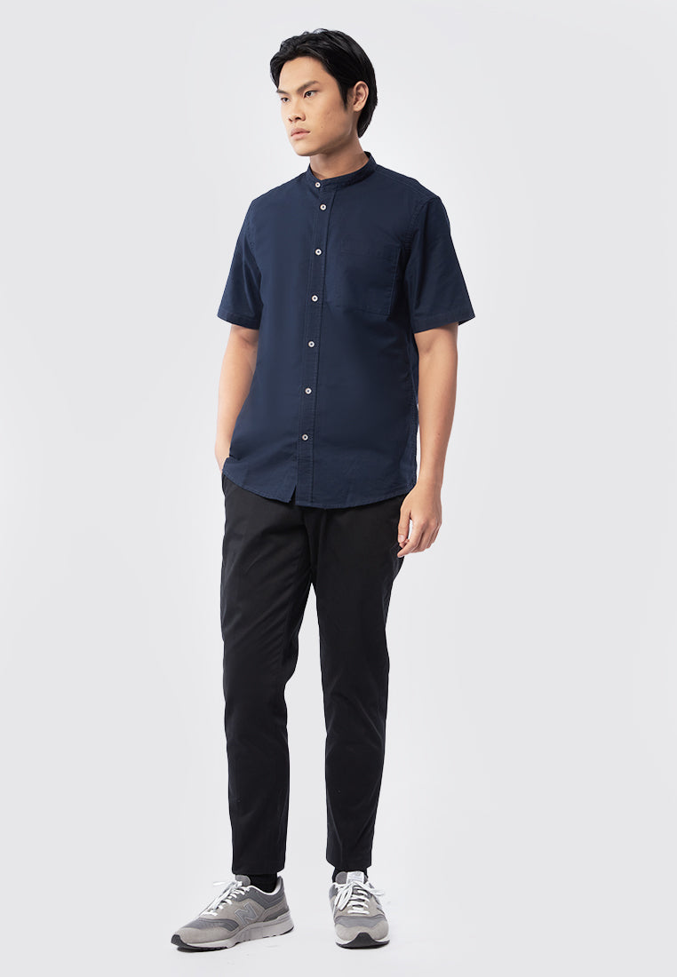 Stand Up Collar Short Sleeve Shirt
