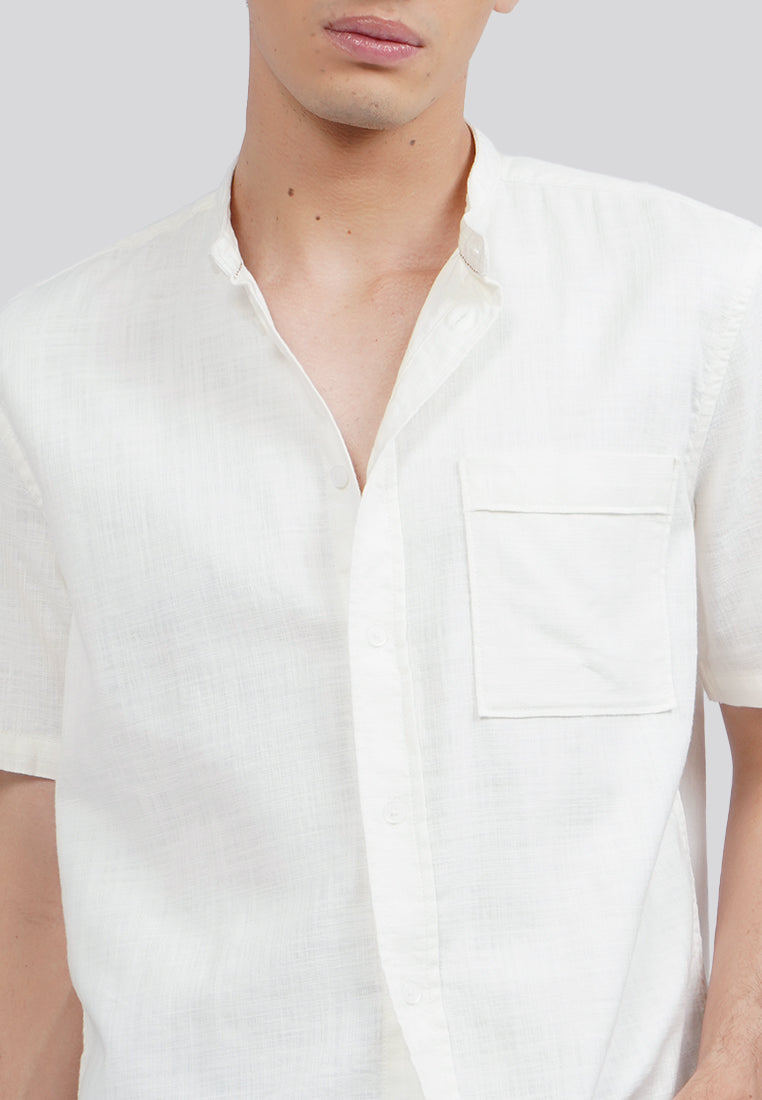 Linen Blend Short Sleeve Koko Shirt Ecru