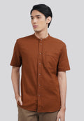Linen Blend Short Sleeve Koko Shirt Brown