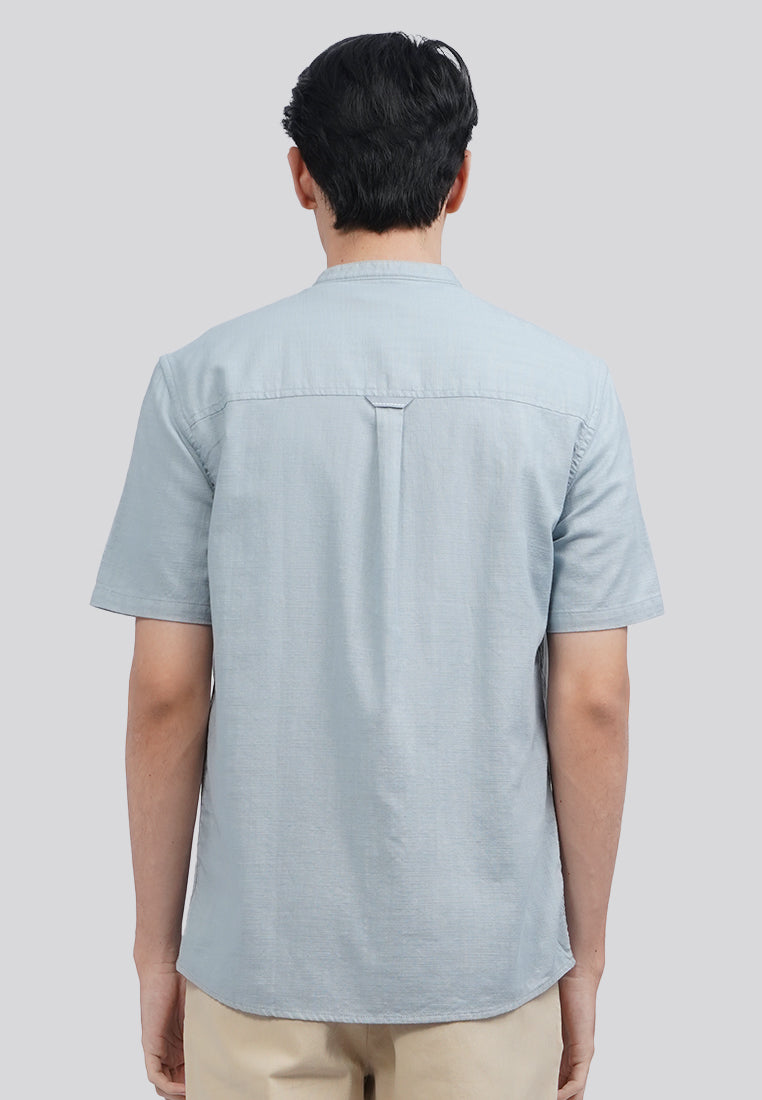 Linen Blend Short Sleeve Koko Shirt Blue