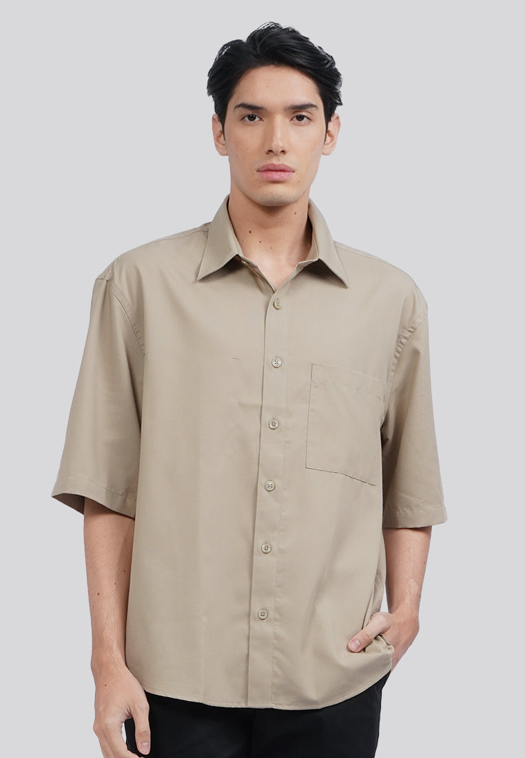 Relaxed Fit Short Sleeve Shirt Taupe