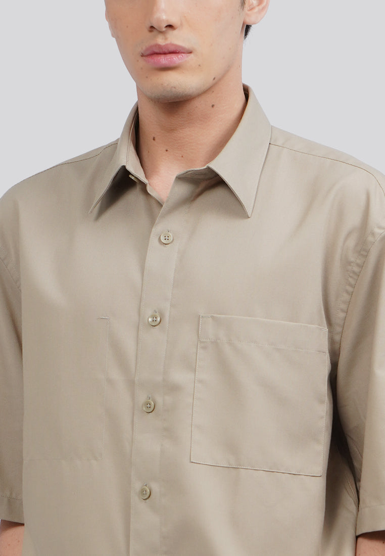 Relaxed Fit Short Sleeve Shirt Taupe