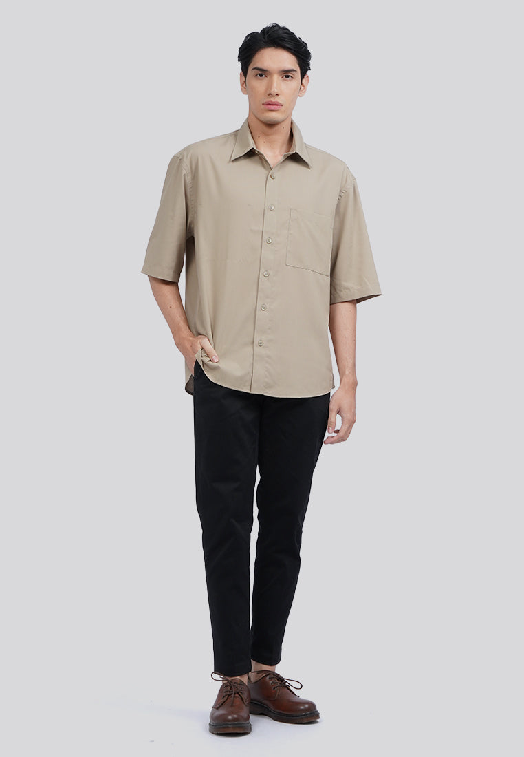 Relaxed Fit Short Sleeve Shirt Taupe