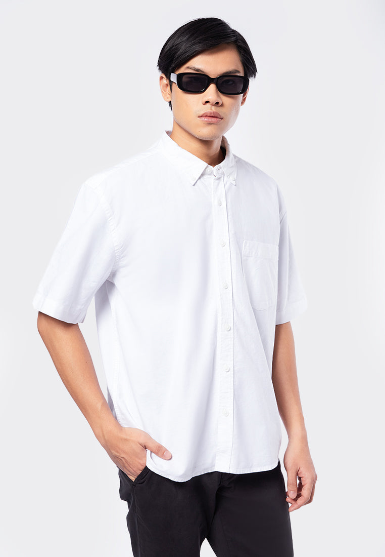Relaxed Fit Short Sleeve Shirt White