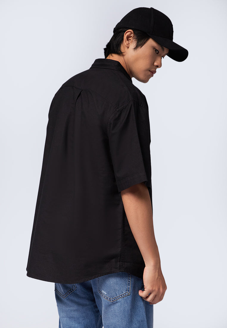 Relaxed Fit Short Sleeve Oxford Shirt Black