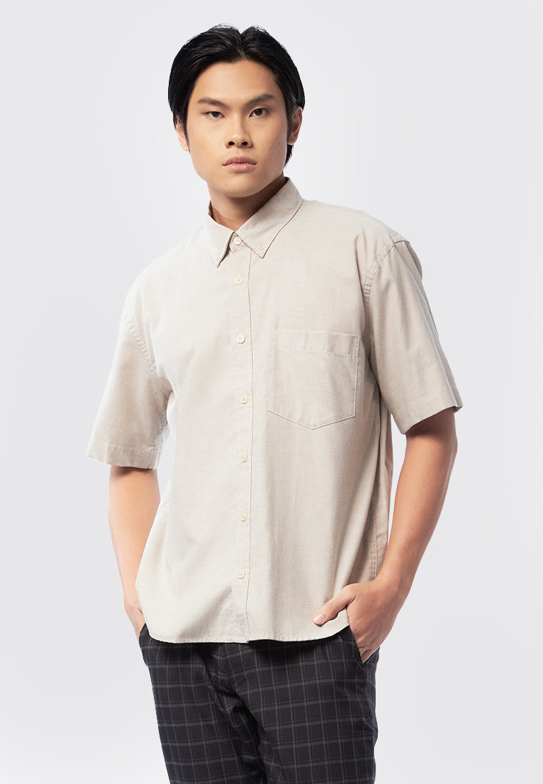 Taupe Relaxed Fit Short Sleeve Shirt