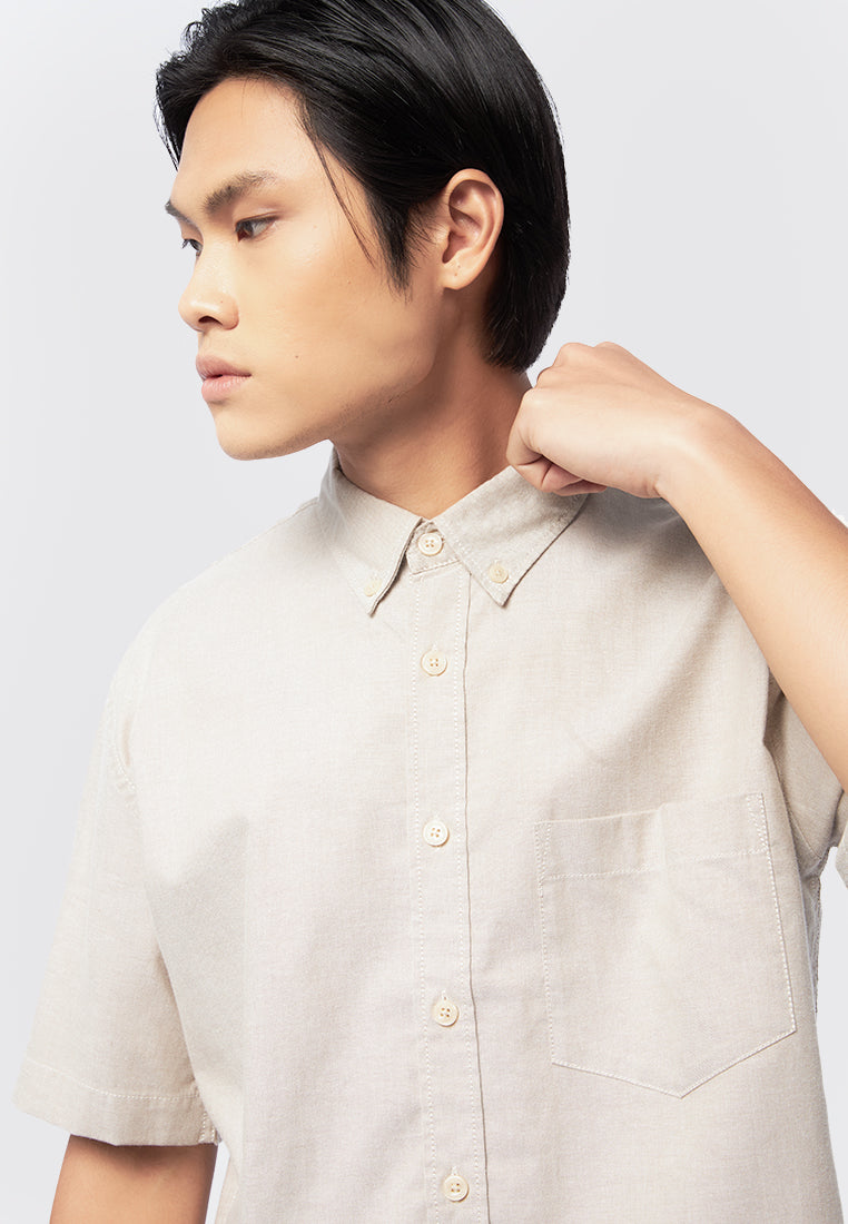 Taupe Relaxed Fit Short Sleeve Shirt