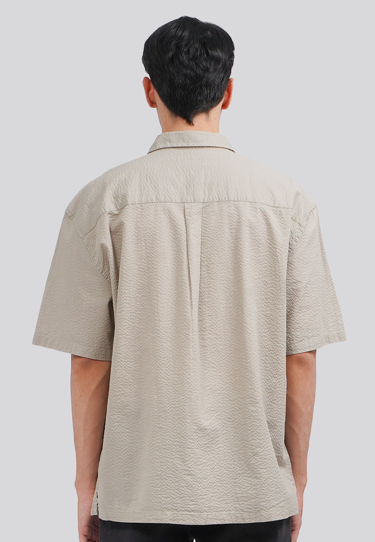 Seersucker Short Sleeve Shirt Grey