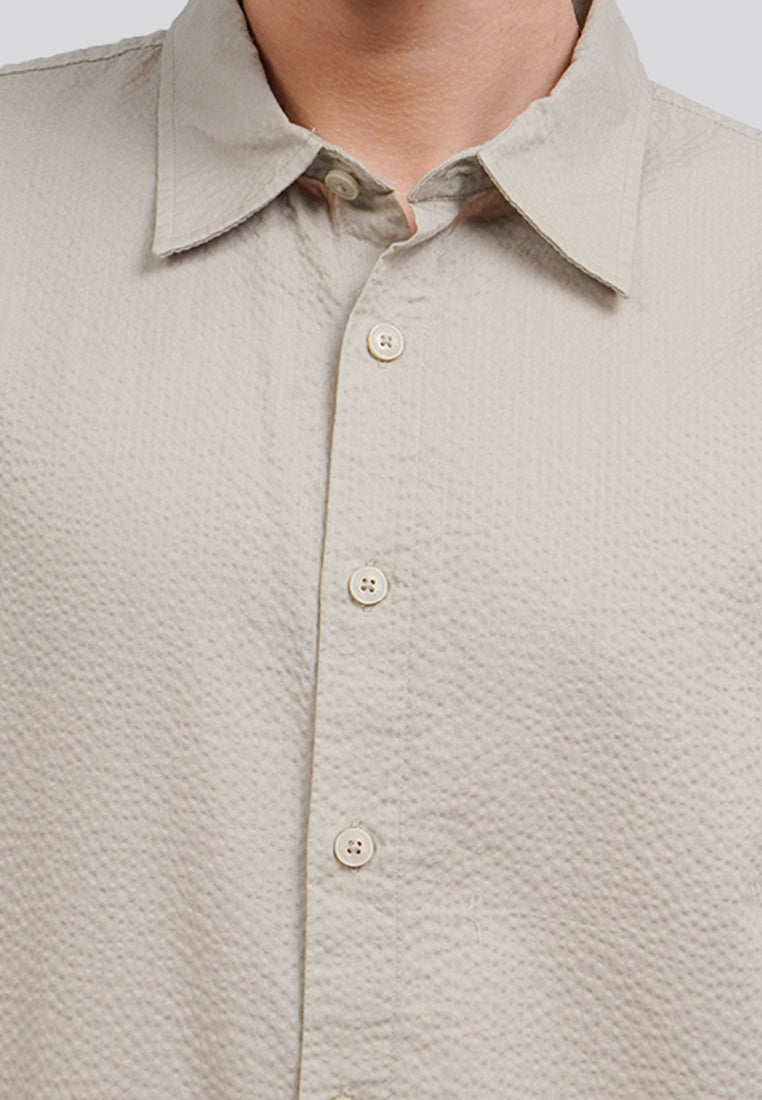 Seersucker Short Sleeve Shirt Grey
