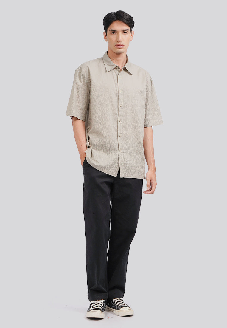 Seersucker Short Sleeve Shirt Grey