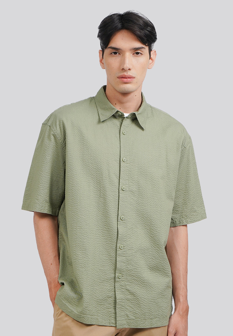 Seersucker Short Sleeve Shirt Sage