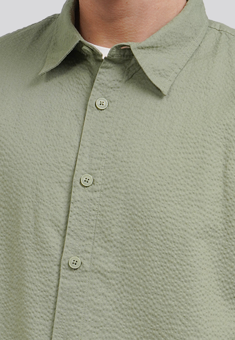 Seersucker Short Sleeve Shirt Sage