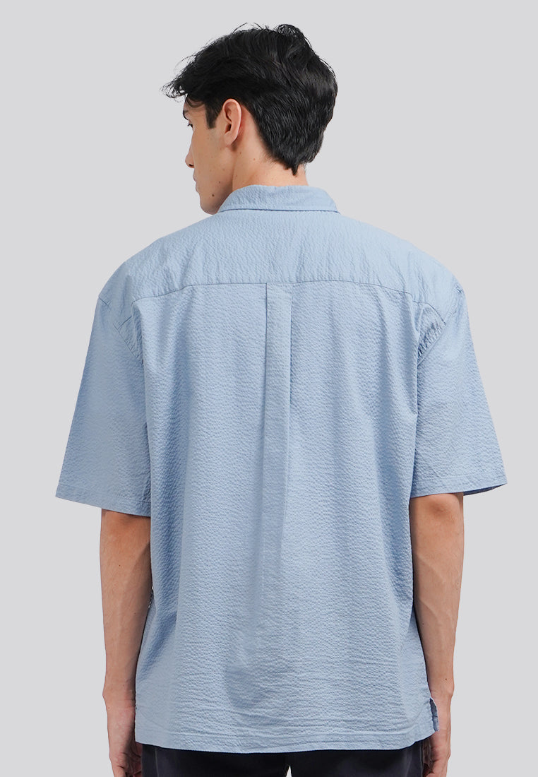 Seersucker Short Sleeve Shirt Ice Blue