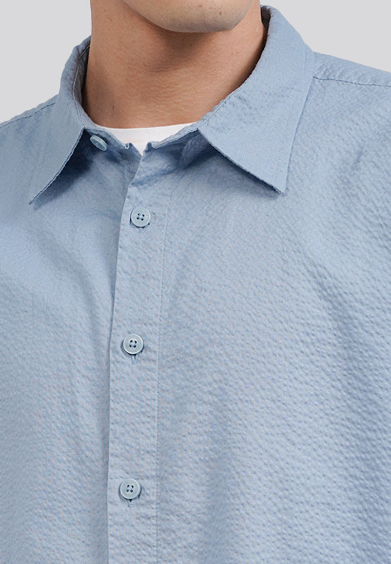 Seersucker Short Sleeve Shirt Ice Blue