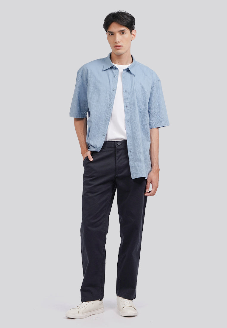 Seersucker Short Sleeve Shirt Ice Blue