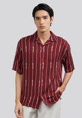 Short Sleeve Stripes Resort Shirt Rust