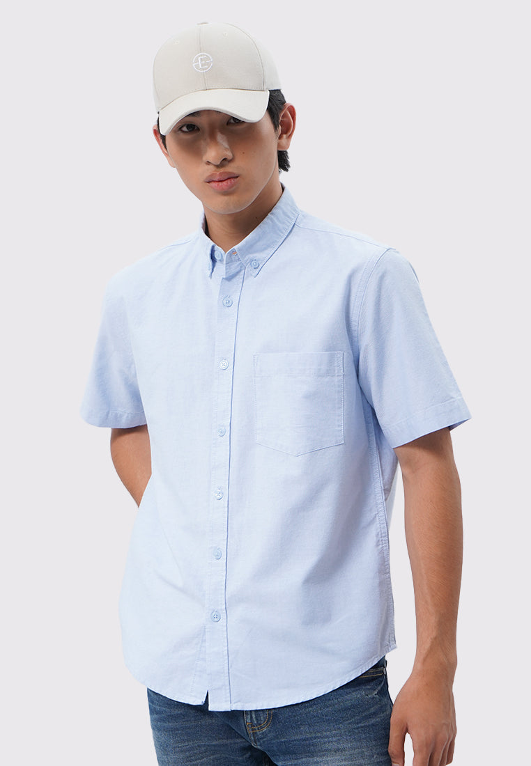 Regular Fit Short Sleeve Oxford Shirt Lt.Blue