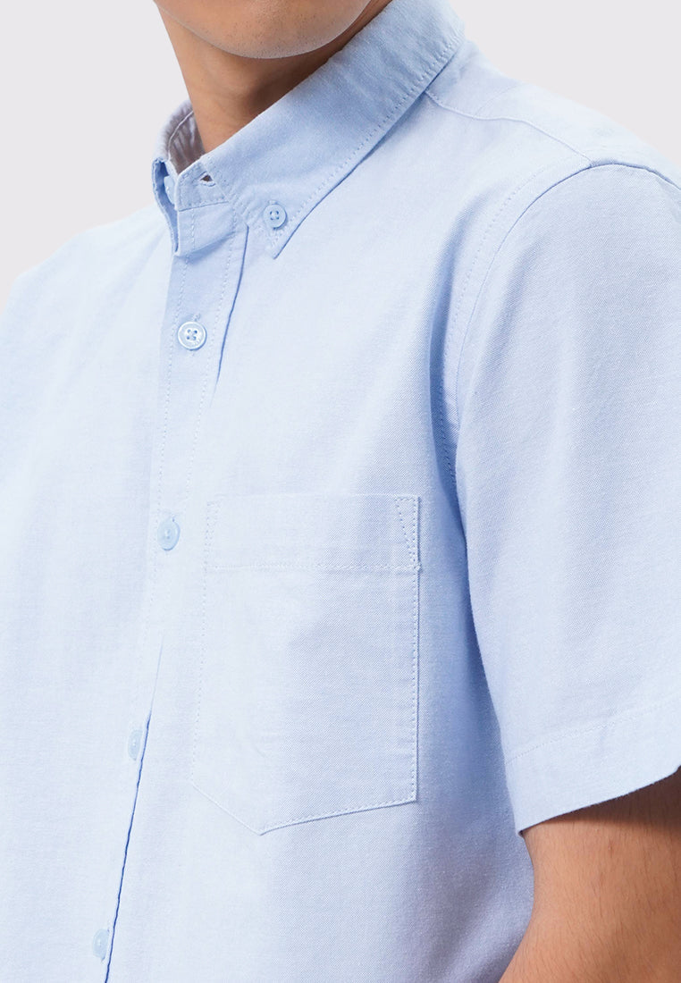 Regular Fit Short Sleeve Oxford Shirt Lt.Blue