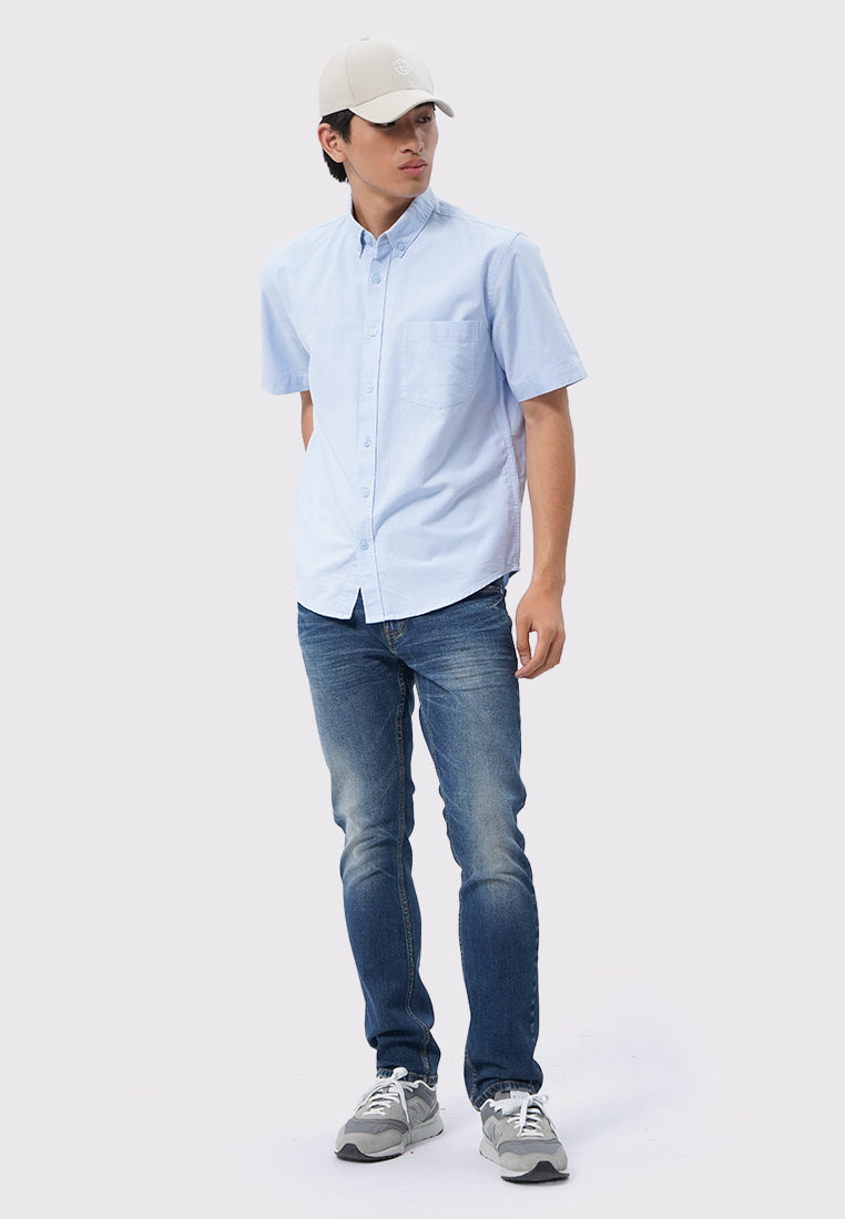 Regular Fit Short Sleeve Oxford Shirt Lt.Blue