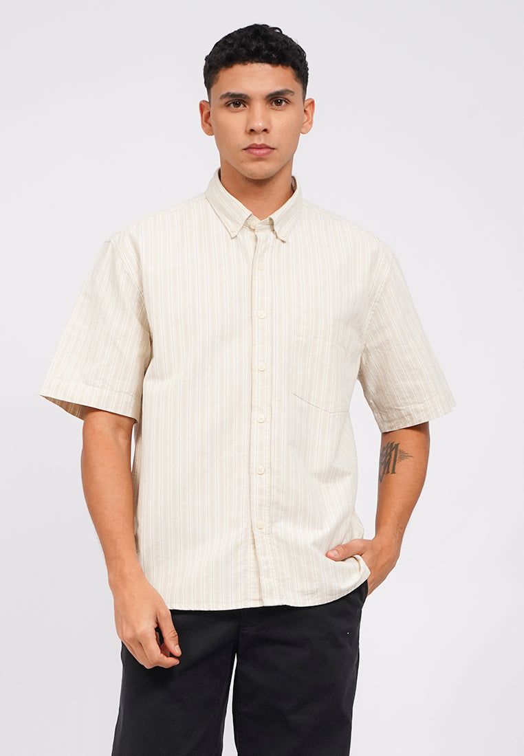 Short Sleeve Oxford Stripes Shirt