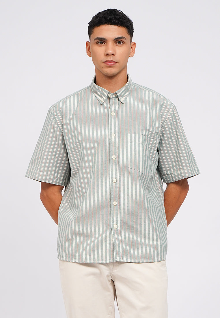 Short Sleeve Oxford Stripes Shirt